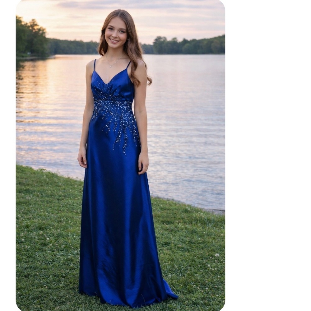 Y2K Cobalt Blue Maggie Sottero Prom Dress
